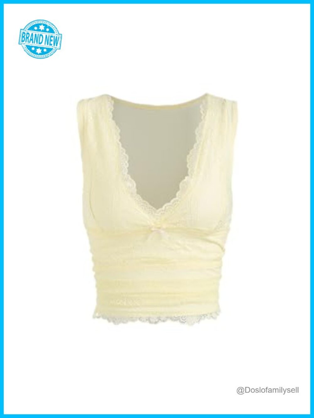 Lace V Neck Sleeveless Crop Tank Top Ruched Y2K Summer